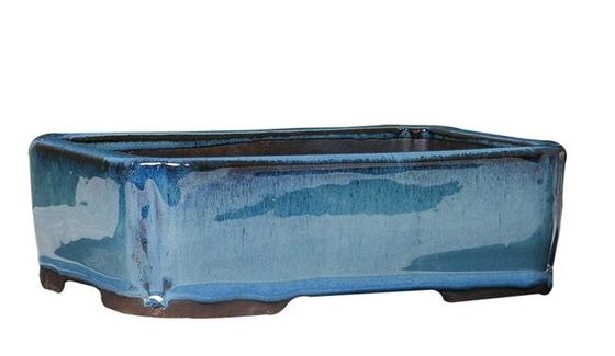 নীল 30.3cmx21.6cmx10.5cm সিরামিক গ্লাসেড বনসাই পাত্র